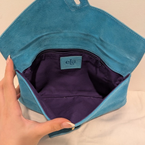 Ela Blue Clutch Bag Suede - Picture 6 of 8